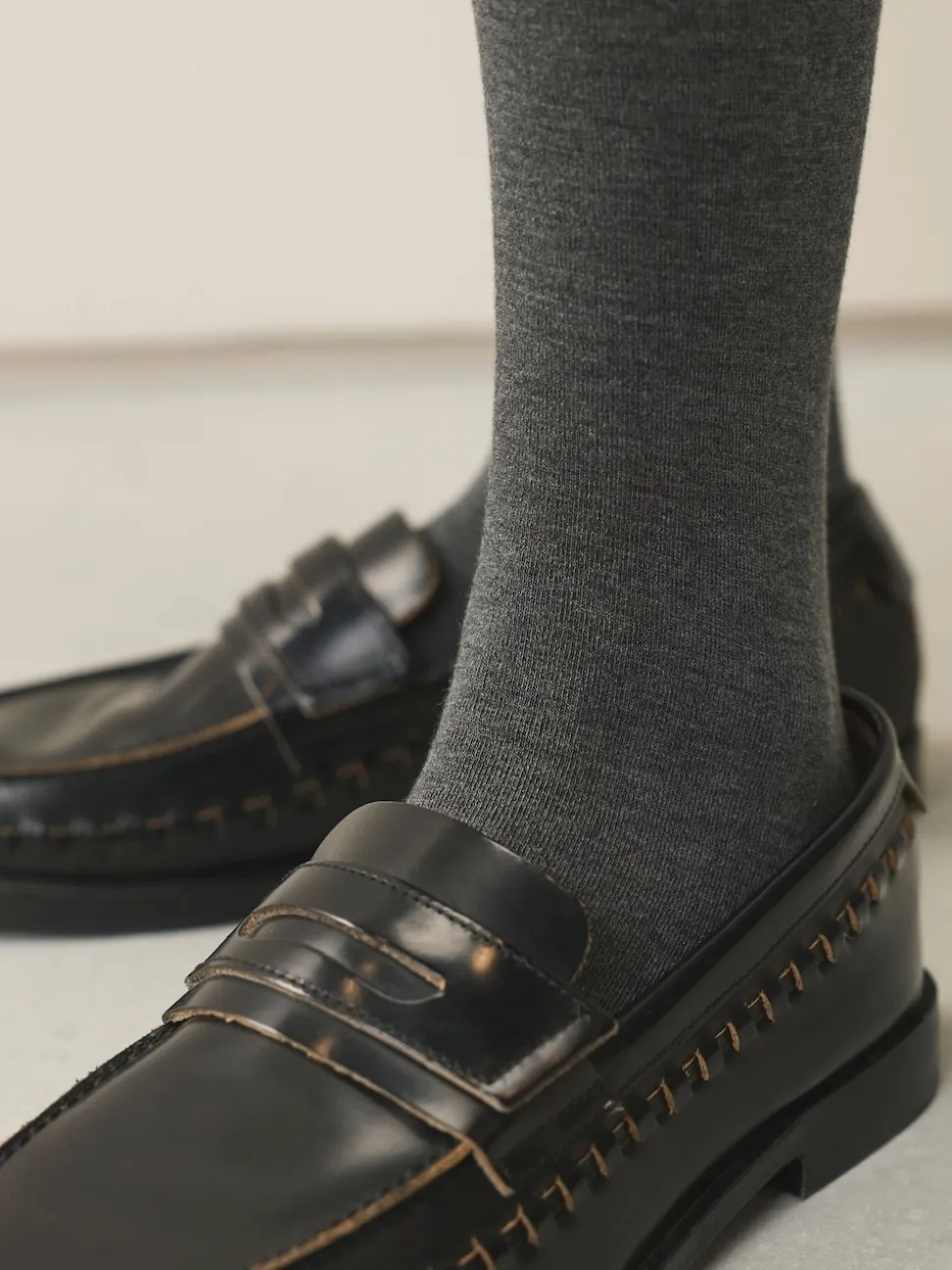 Grijs - Set van 2 gebreide panty's met warme handgreep