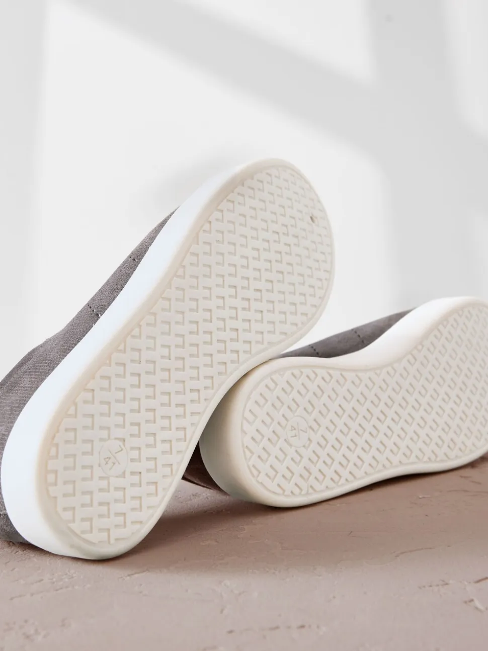 Grijs - Signature Premium Leather Laceless Slip-On Trainers
