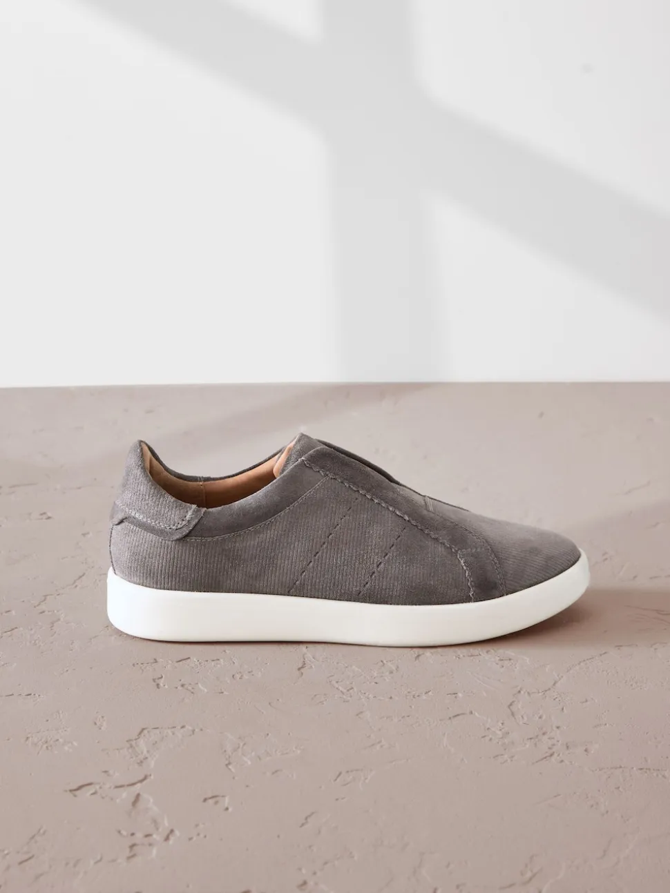 Grijs - Signature Premium Leather Laceless Slip-On Trainers