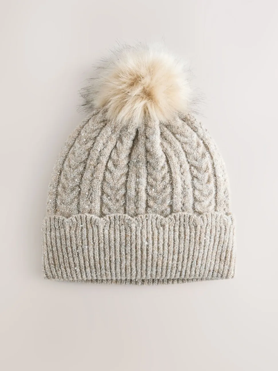 Grijs - Sparkle Knitted Pom Hat