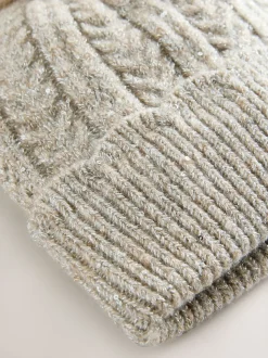 Grijs - Sparkle Knitted Pom Hat
