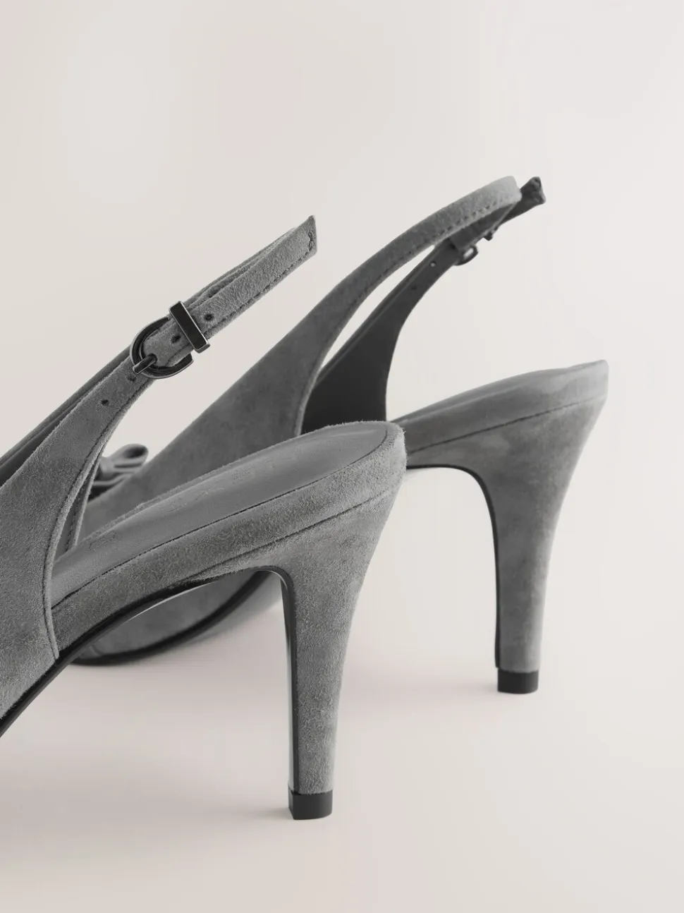 Grijs suède - Forever Comfort® Leather Pointed Cutout Bow Slingback Heels