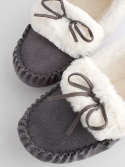 Grijs - Suède moccasin-pantoffels