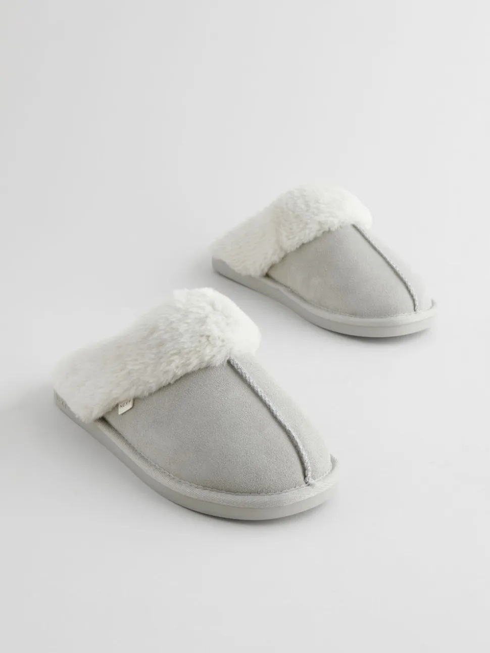 Grijs - Suede Faux Fur Mule Slippers