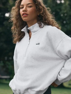 Grijs - Sweatshirt met korte rits