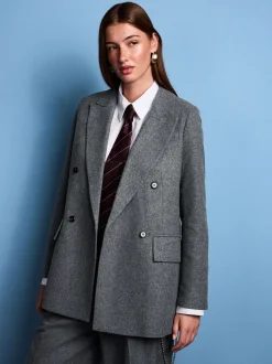 Grijs - Tabitha Simmons X Next Wool Blend Double Breasted Blazer