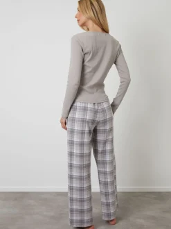 Grijs - Threadbare - Katoenen pyjama met lange mouwen