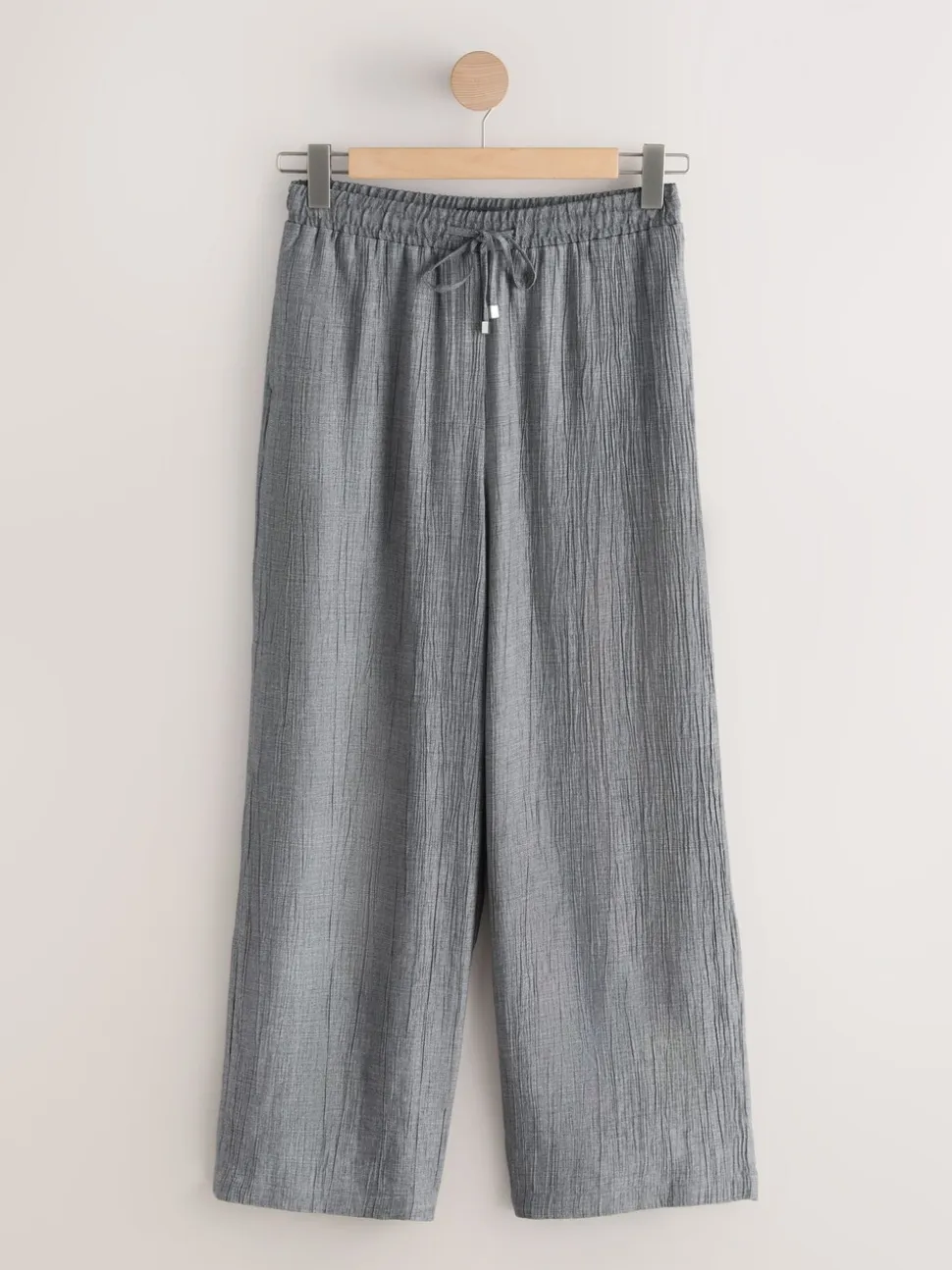 Grijs - Tie Waist Wide Leg Trousers with Wool
