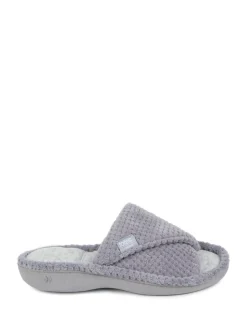 Grijs - Totes - Isotoner Popcorn Turnover pantoffels met open neus voor dames