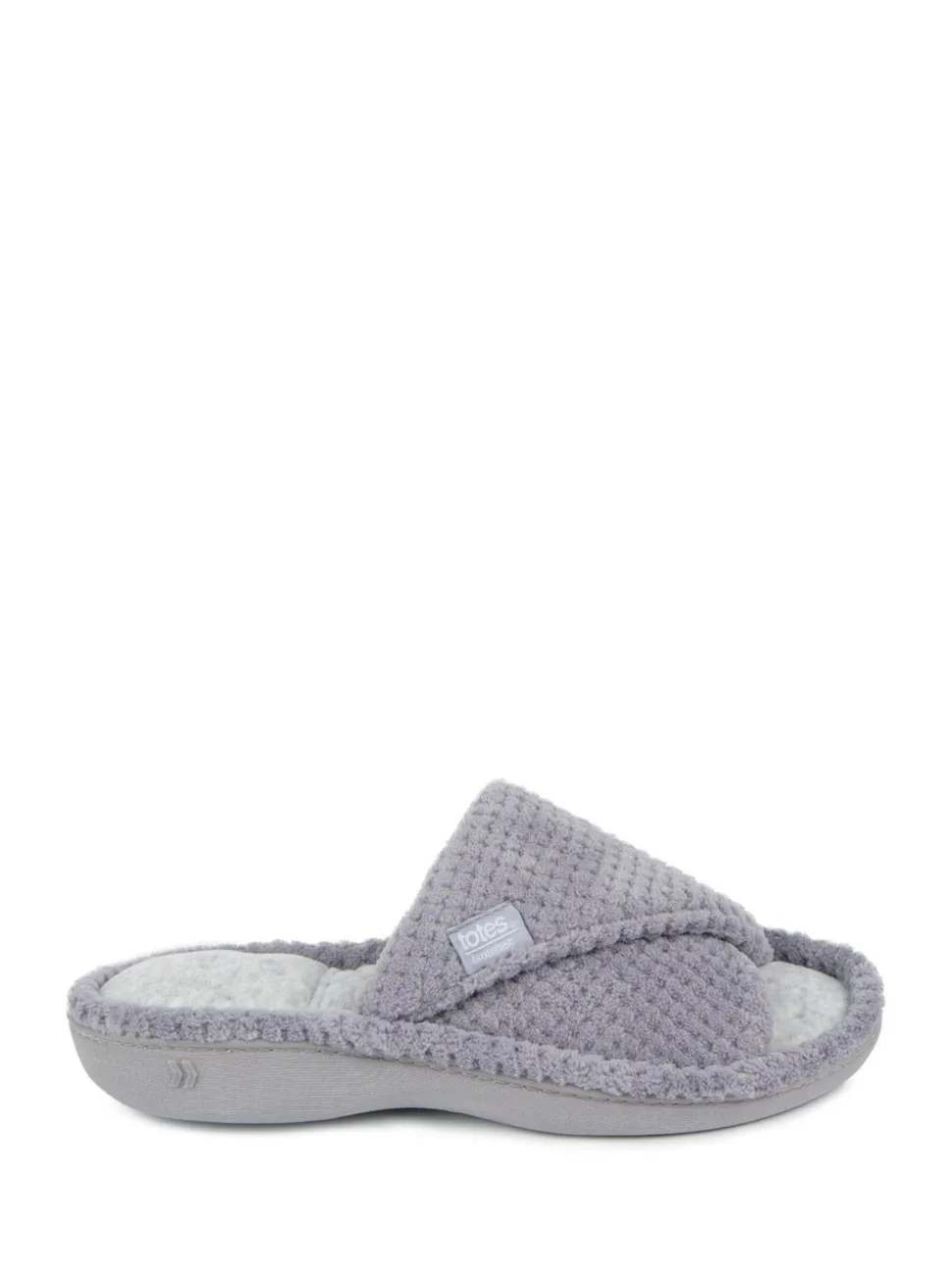 Grijs - Totes - Isotoner Popcorn Turnover pantoffels met open neus voor dames