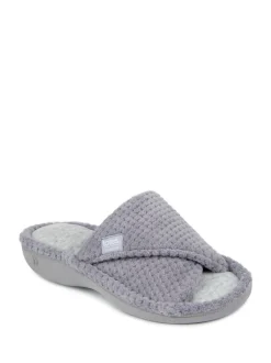 Grijs - Totes - Isotoner Popcorn Turnover pantoffels met open neus voor dames