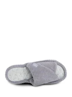 Grijs - Totes - Isotoner Popcorn Turnover pantoffels met open neus voor dames