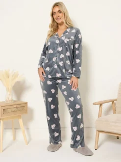 Grijs - Yours Curve Baby Fleece Pyjamas Set
