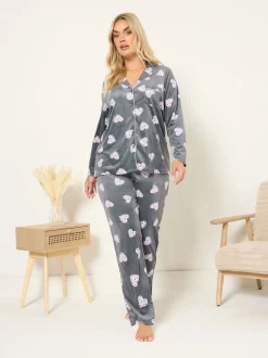 Grijs - Yours Curve Baby Fleece Pyjamas Set