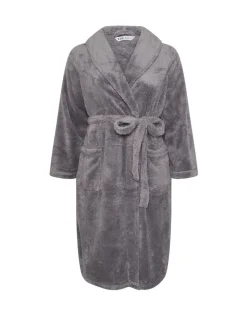 Grijs - Yours Curve Fluffy Shawl Collar Robe