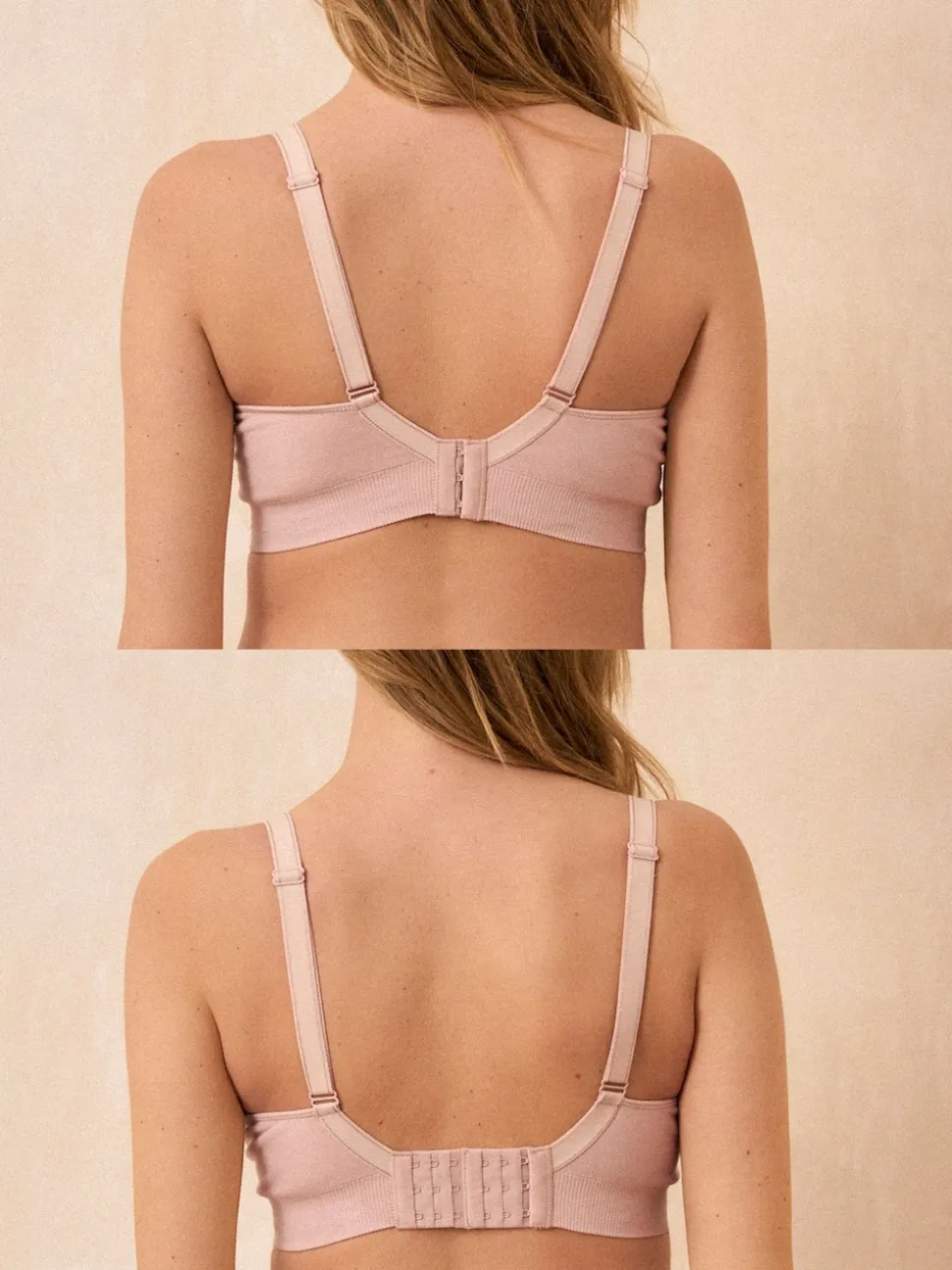 Grijs en poederroze - Seraphine Bamboo Soft Seamless Maternity & Nursing Bra 2 Pack