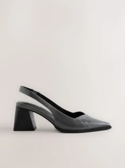 Grijs gelakt - Forever Comfort® Pointed Toe Slingback Block Heels