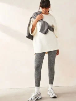 Grijs gemêleerd - Geribbelde naadloze legging met hoge taille