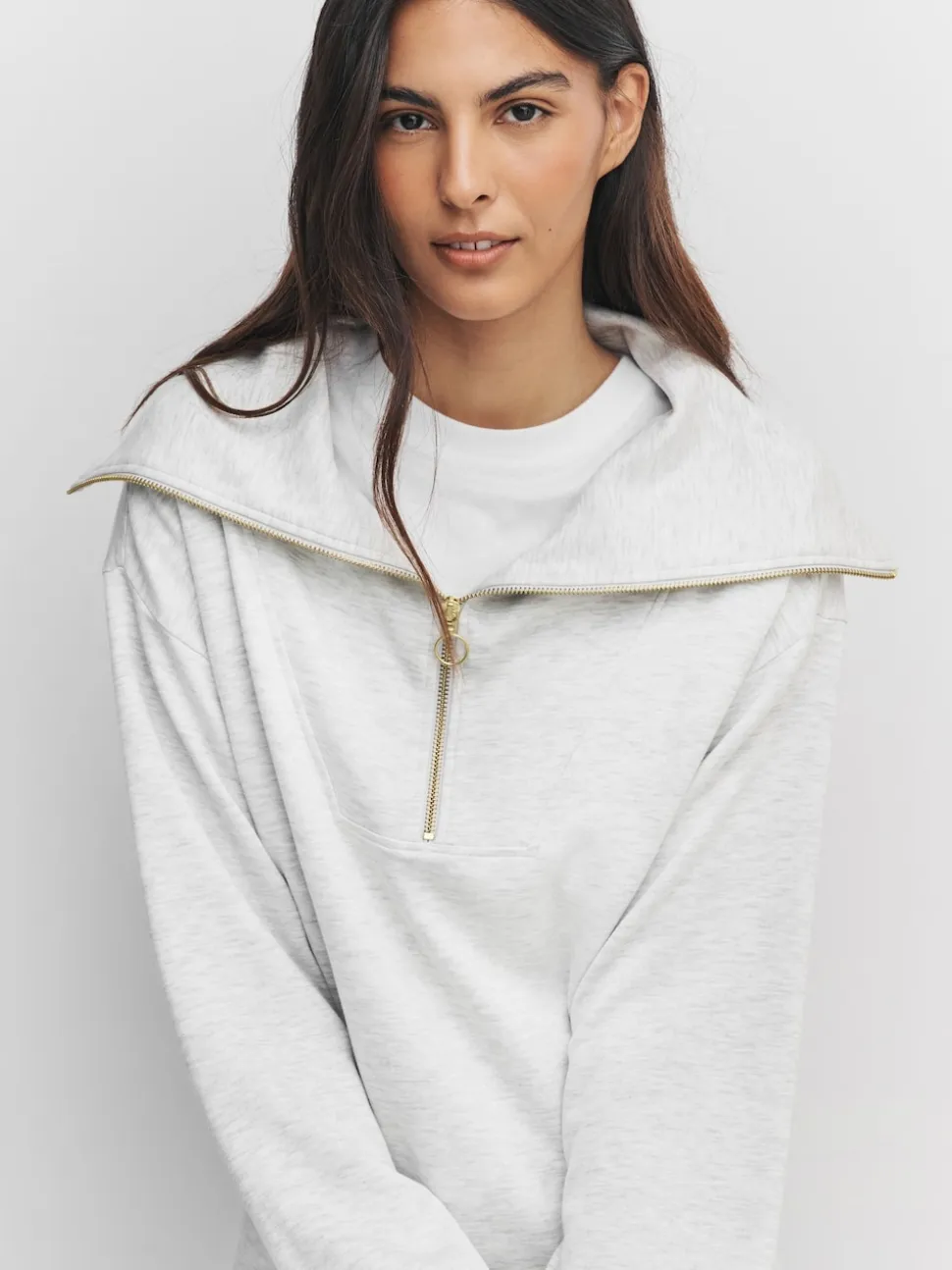 Grijs gemêleerd - Half Zip Jersey Sweatshirt