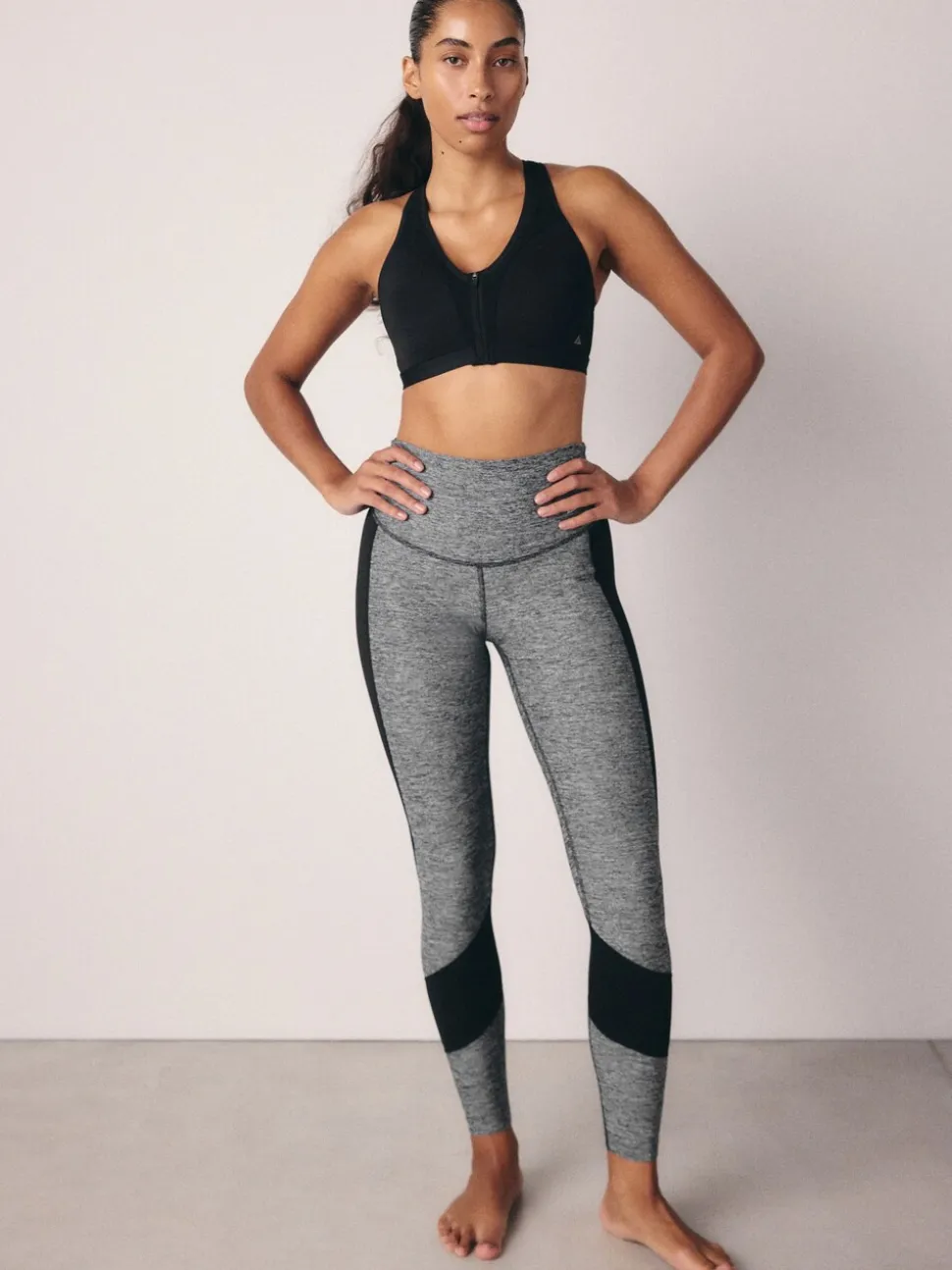 Grijs gemêleerd - Sport Dry Tech buikcorrigerende legging met hoge taille en volledige lengte