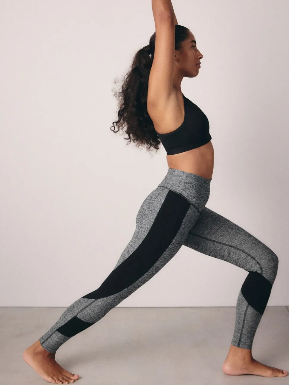 Grijs gemêleerd - Sport Dry Tech buikcorrigerende legging met hoge taille en volledige lengte