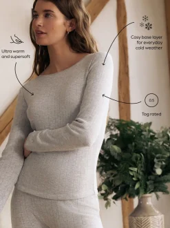 Grijs gemêleerd - Thermal Maximum Warmth Cosy Pointelle Long Sleeved Top