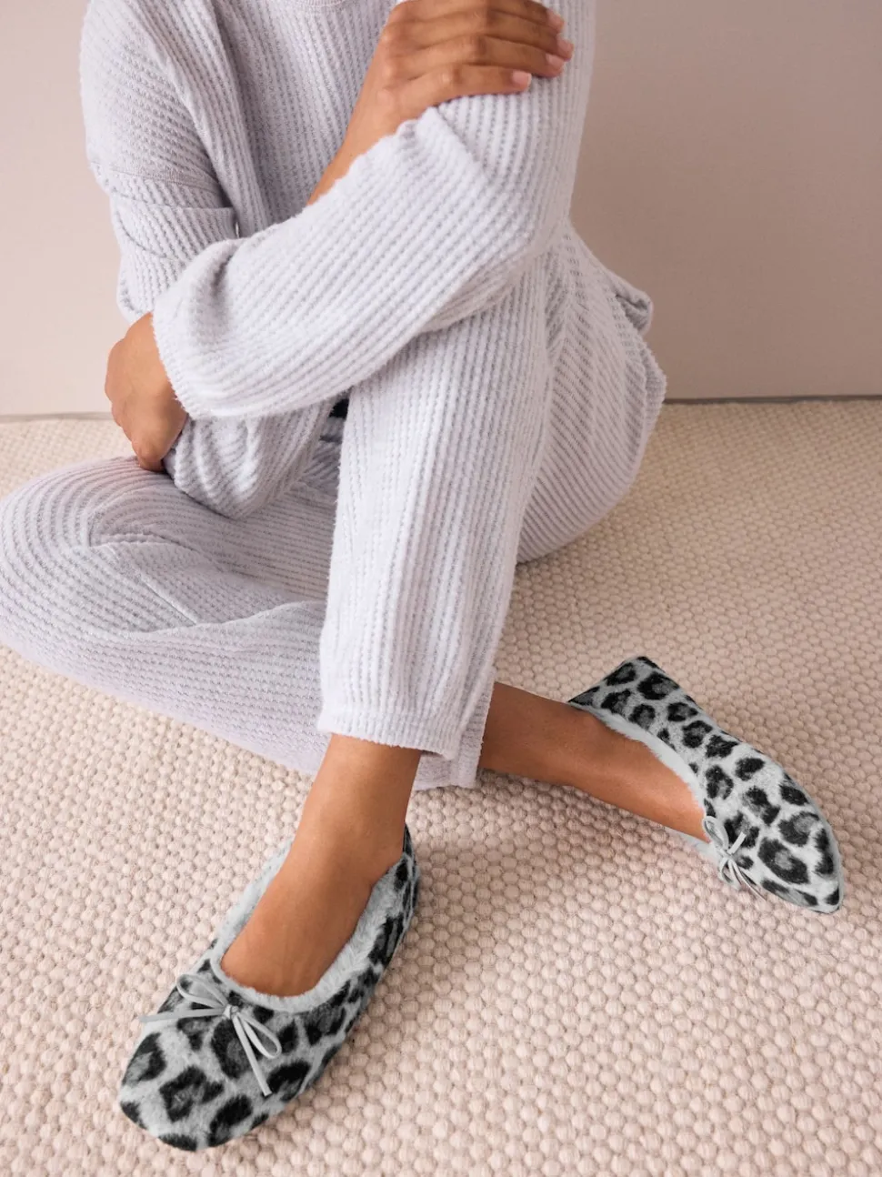 Grijs met dierenprint - Ballerina Flat Slippers