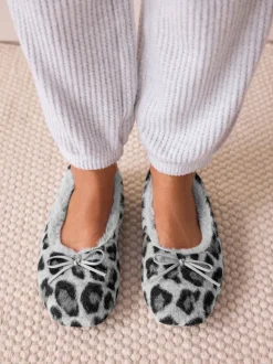 Grijs met dierenprint - Ballerina Flat Slippers
