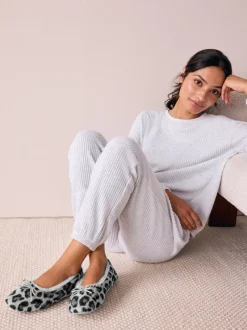 Grijs met dierenprint - Ballerina Flat Slippers