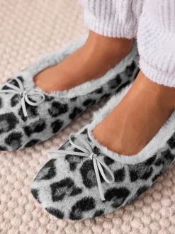 Grijs met dierenprint - Ballerina Flat Slippers