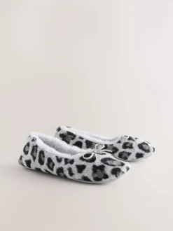 Grijs met dierenprint - Ballerina Flat Slippers
