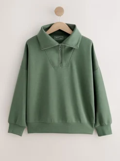 Grijs-groen - Active Modal sweatshirt met kwart-rits