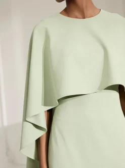 Grijs-groen - Lange jurk met cape