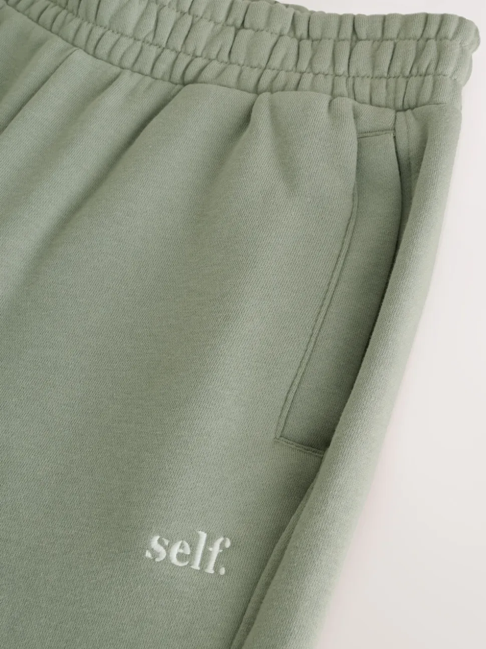 Grijs-groen - Self. joggingbroek met boorden