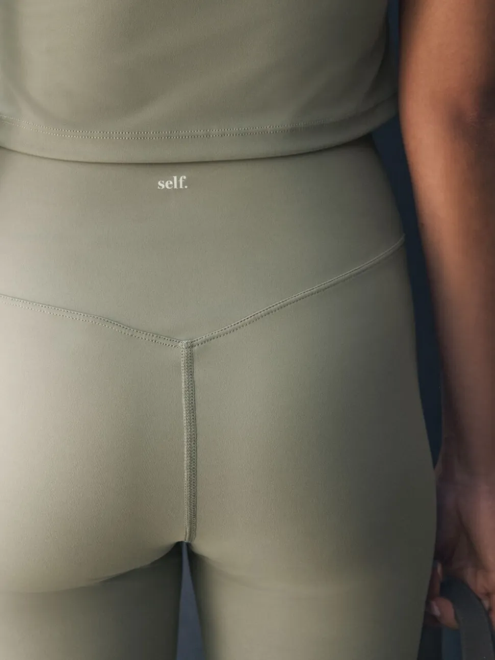 Grijs-groen - self. Legging met hoge taille