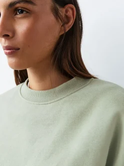 Grijs-groen - Supersoft Peached Essentials sweatshirt met ronde hals en naaddetail