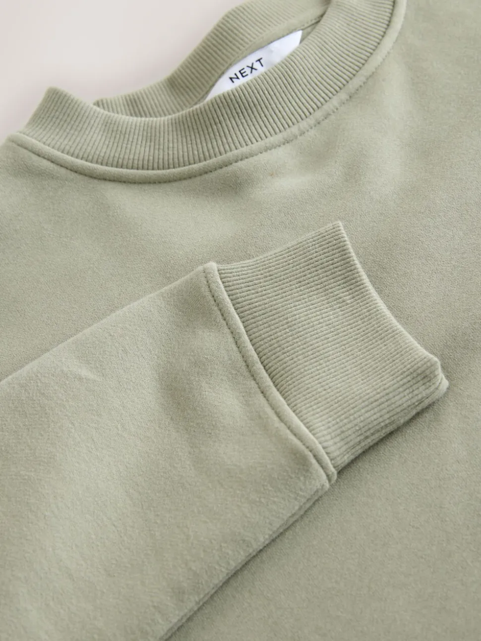 Grijs-groen - Supersoft Peached Essentials sweatshirt met ronde hals en naaddetail