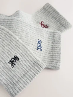 Grijs/marineblauw/paarsrood - zelf. 3 paar lounge enkelsokken met verzachte zool