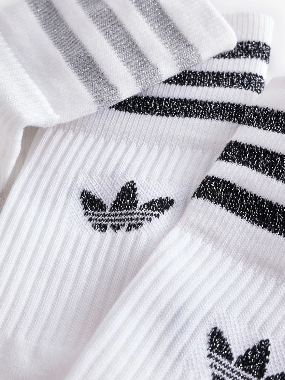 Grijs/wit - adidas Originals verpakking van 2 paar halfhoge glittersokken