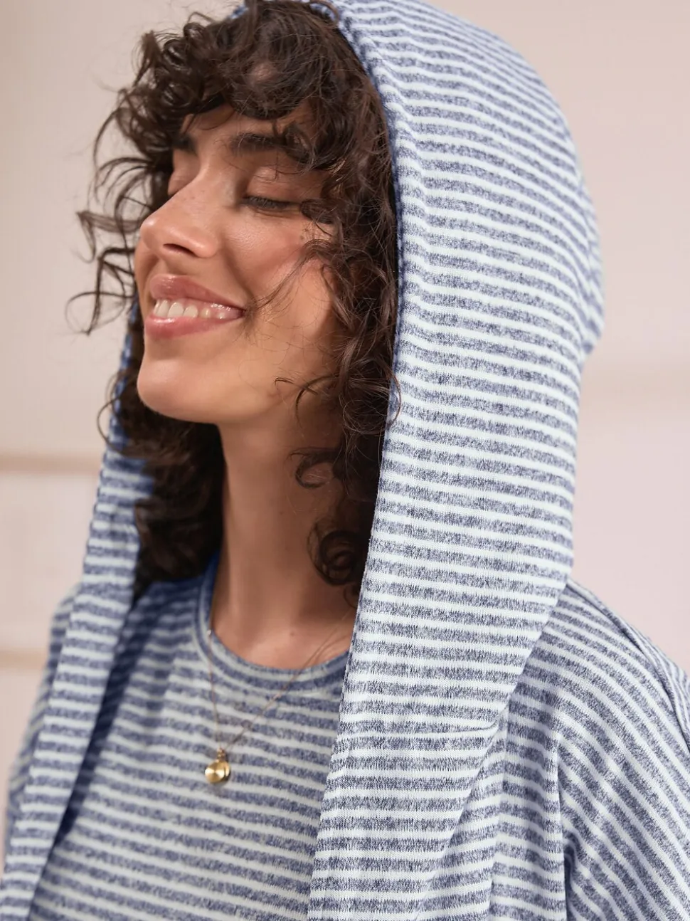 Grijze streep - Cosy Lightweight Dressing Gown