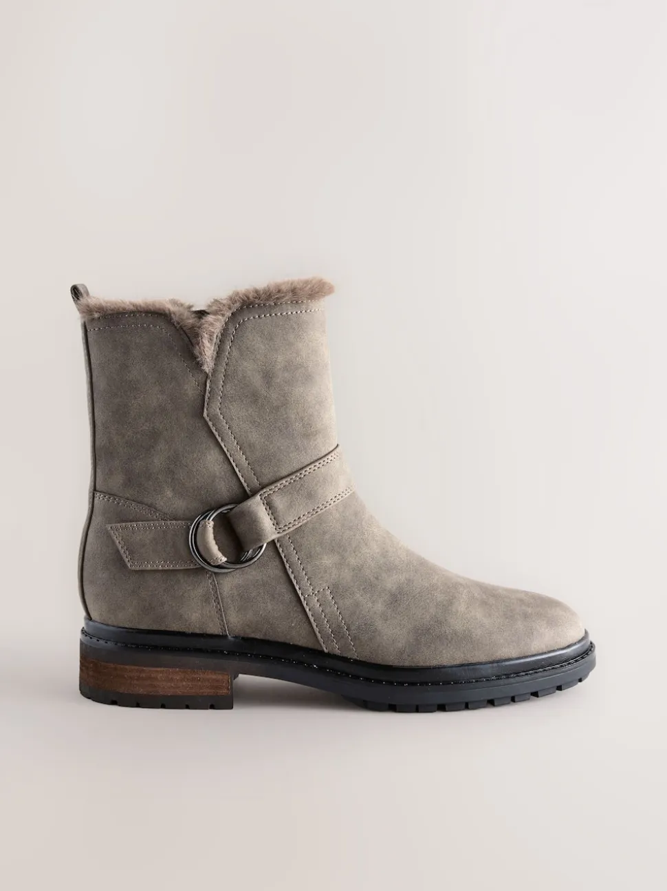Grijze textuur - Forever Comfort® Faux Fur Hardware Ankle Boots
