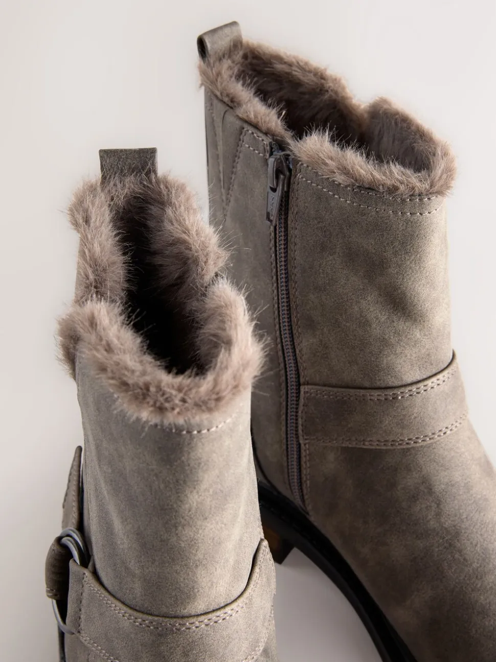 Grijze textuur - Forever Comfort® Faux Fur Hardware Ankle Boots