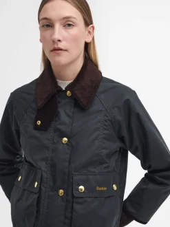 Groen - Barbour® Cropped Beadnell Wax Jacket