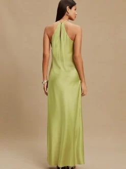 Groen - Bridesmaids Satin Halterneck Maxi Dress