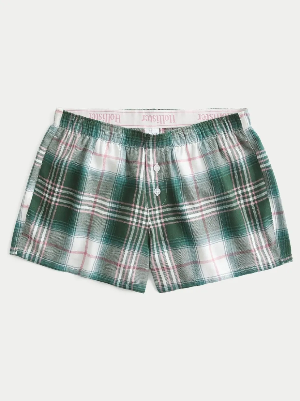 Groen - Hollister Christmas Flannel Check Pyjama Shorts With Logo Waistband