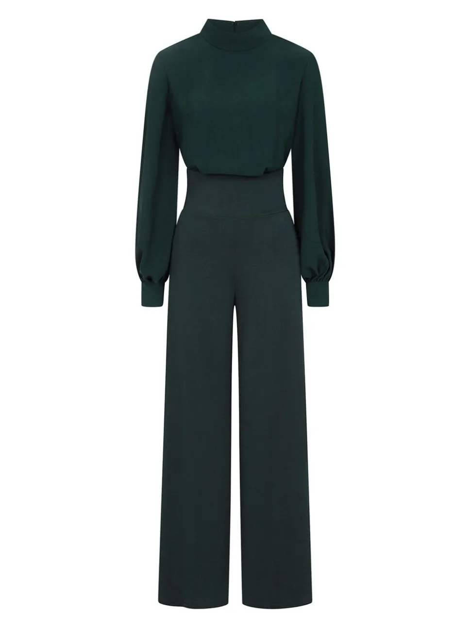 Groen - HotSquash jumpsuit met wijde pijpen en blousonmouwen