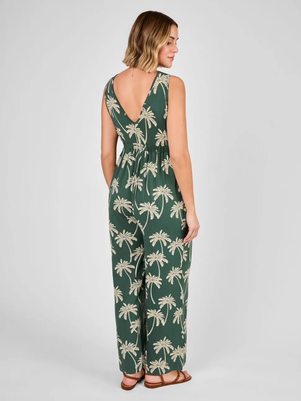 Groen - JoJo Maman Bébé zwangerschapsjumpsuit van jersey met wijde pijpen