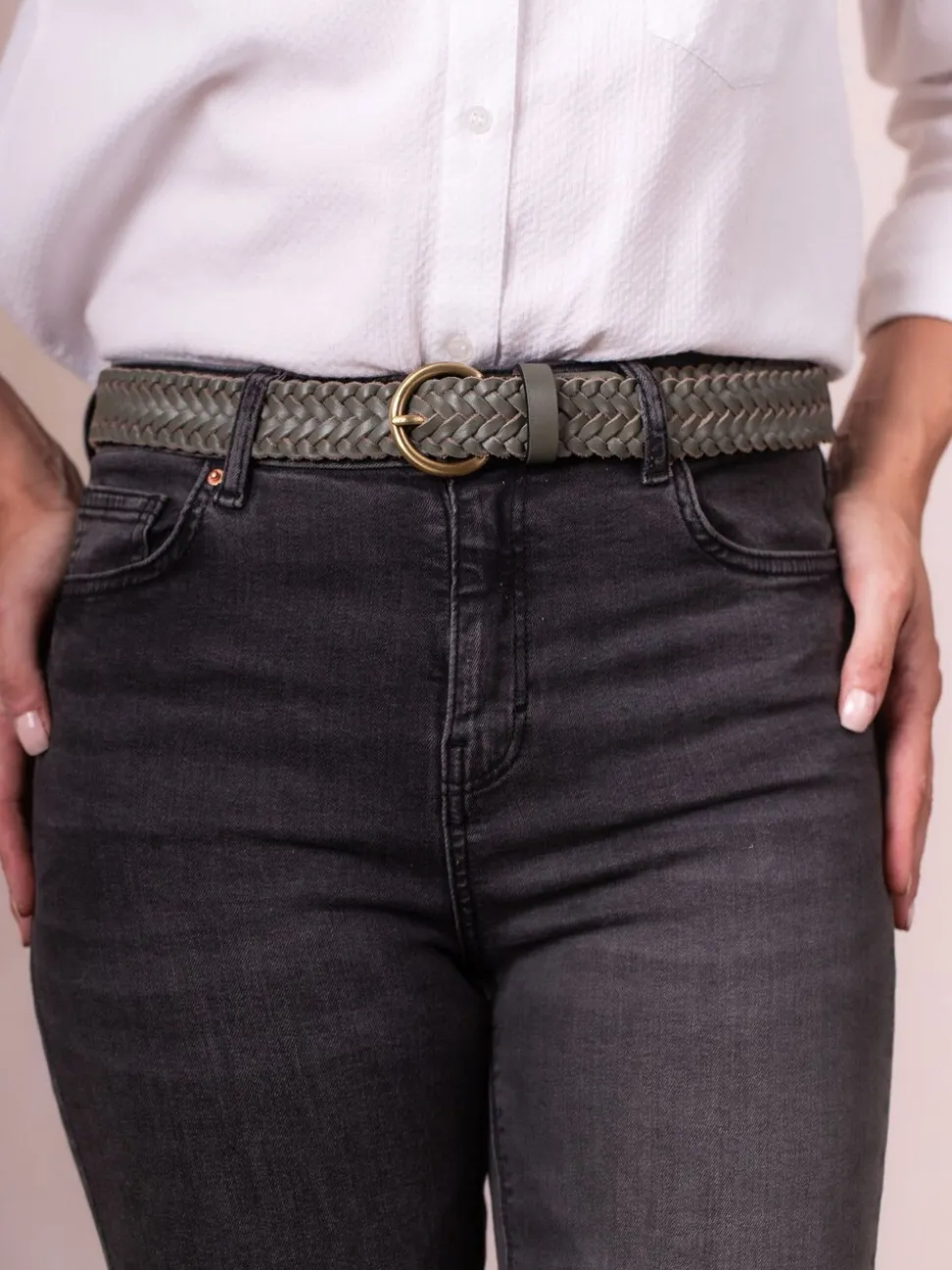 Groen - Lakeland Leather Waverton gevlochten riem