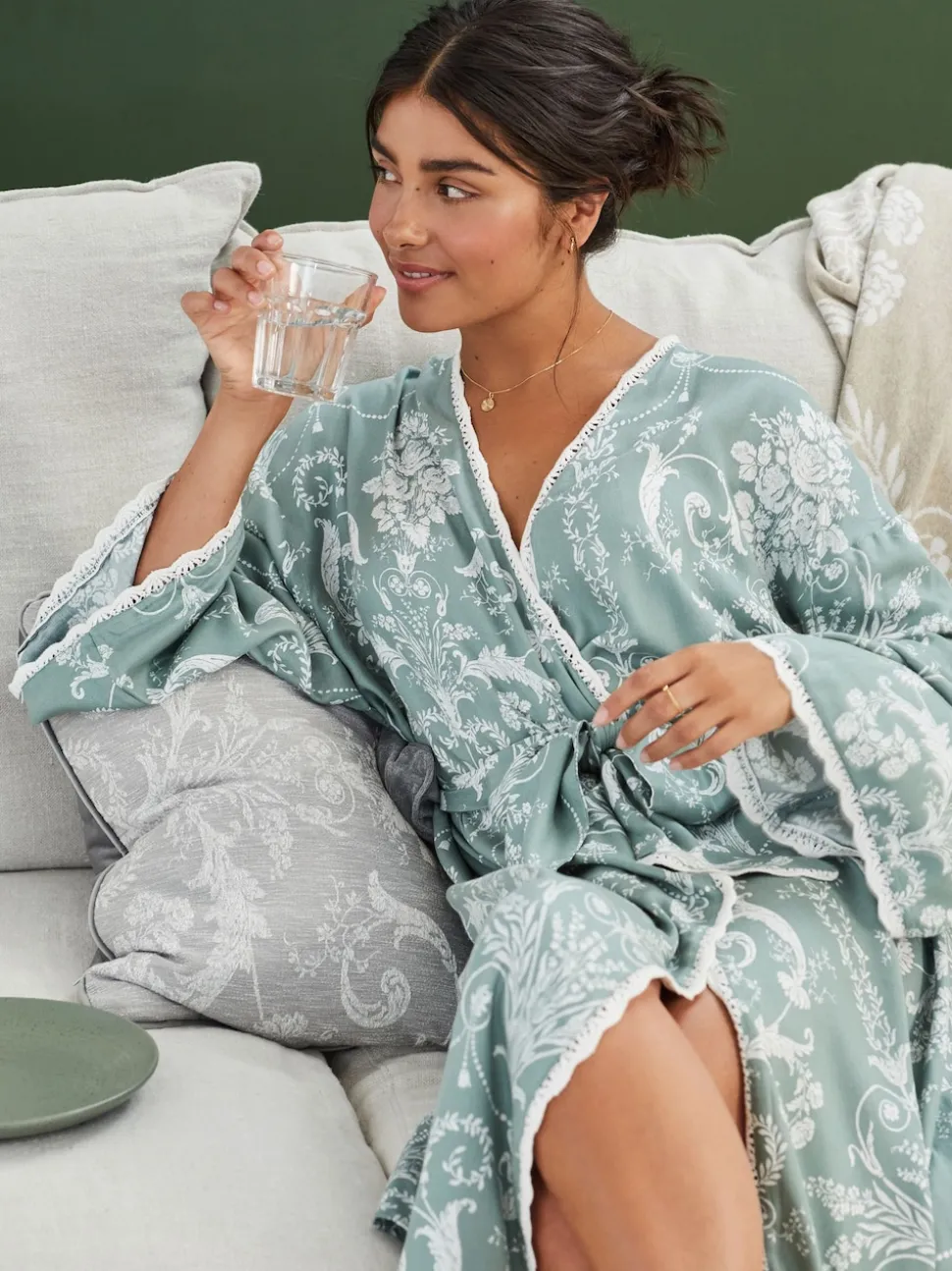 Groen - Laura Ashley Josette badjas