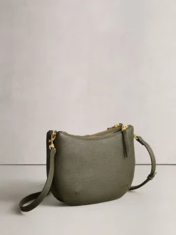 Groen - Leather Scoop Cross-Body Bag